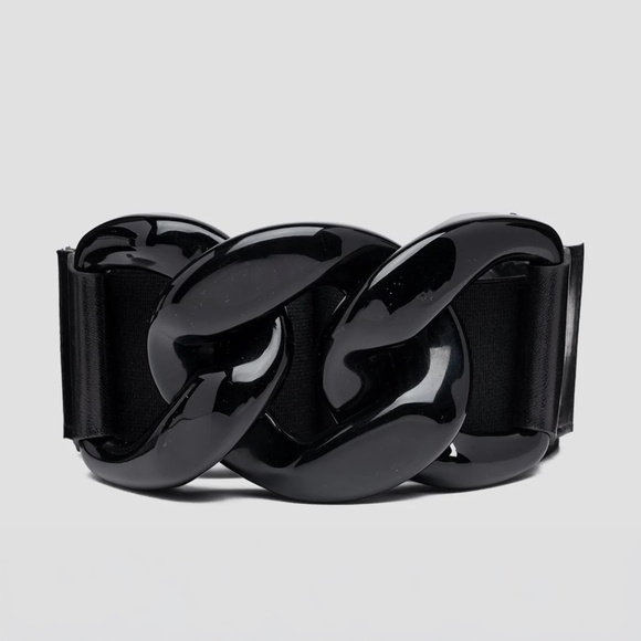 Serge Gavazzeni Patent Leather Lucite Chain Belt / M - Picture 4 of 7